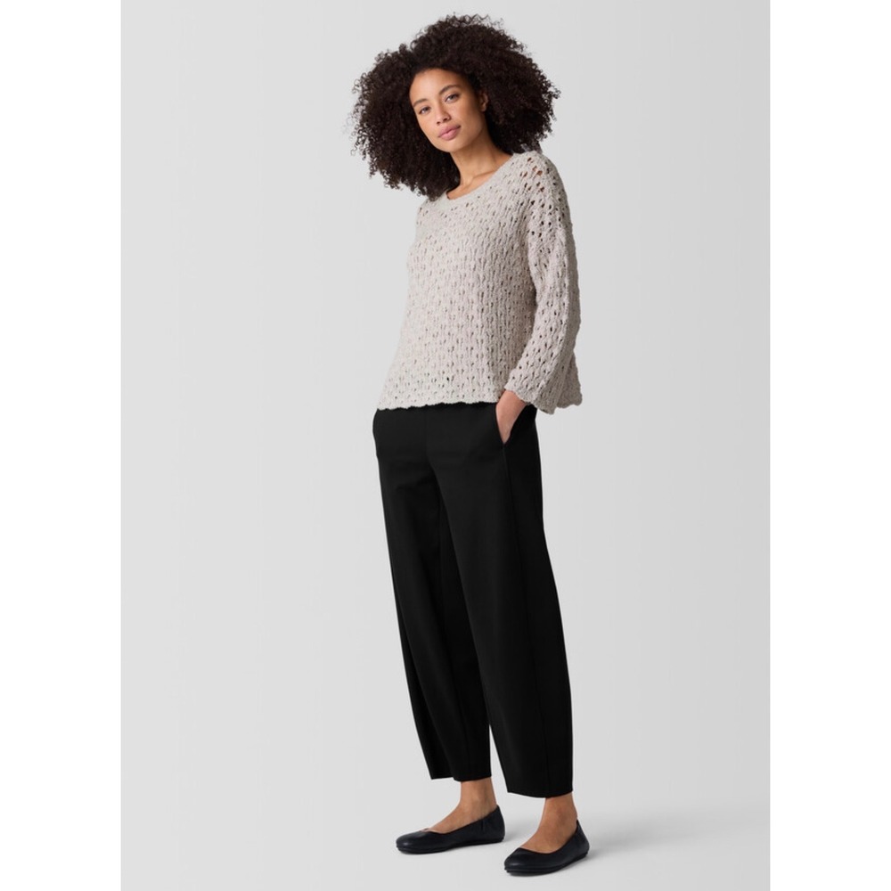 Eileen Fisher M Tan Organic Cotton Fluff Bracelet Sleeve Top Cashmere Knit NWT - Picture 2 of 16